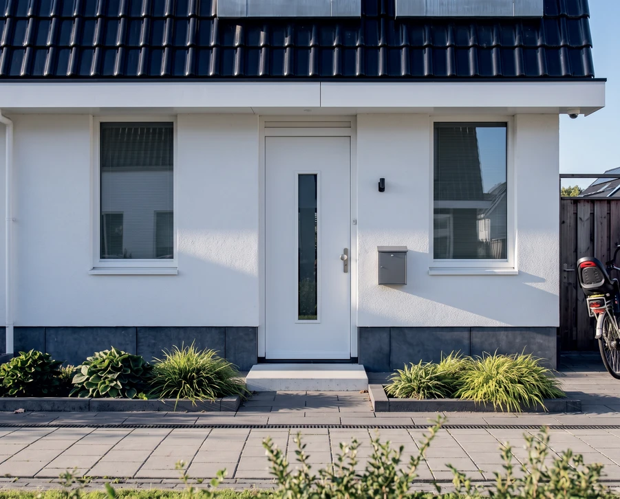 Nouvelle fenêtre en plastique pvc avec cadre en métal blanc installée dans une maison moderne après rénovation